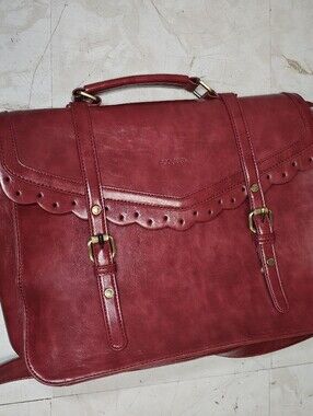 ECOSUSI Briefcase Women's Red Scalloped Satchel Handbag
